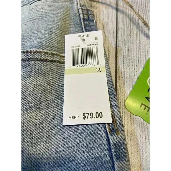 OAT New York Women's High Rise Flare Jeans Light Palms 90s 80s Boho Festival NWT - Picture 7 of 13